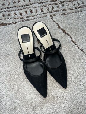 Dolce Vita Noreen Onyx Tulle Heels Black Sheer Pointed Toe Mules size 8